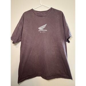 Honda Large T-Shirt Mens Brown Embroidered Wing Logo Japanese Katakana Tee XL